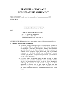 Transfer Agency & Registrar Agreement