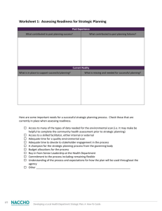 Worksheet 1: Assessing Readiness for Strategic Planning