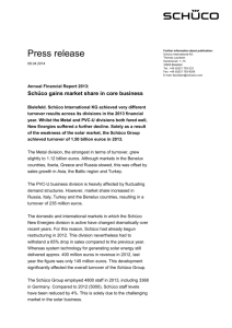 Press release Schüco gains market share in core business