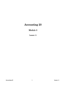 Accounting 20 Module 3 Lesson 11 Lesson 11