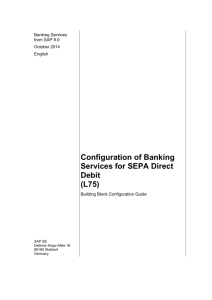 Configuration of Banking Services for SEPA Direct Debit