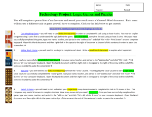 Technology Project: Logic Games and Puzzles