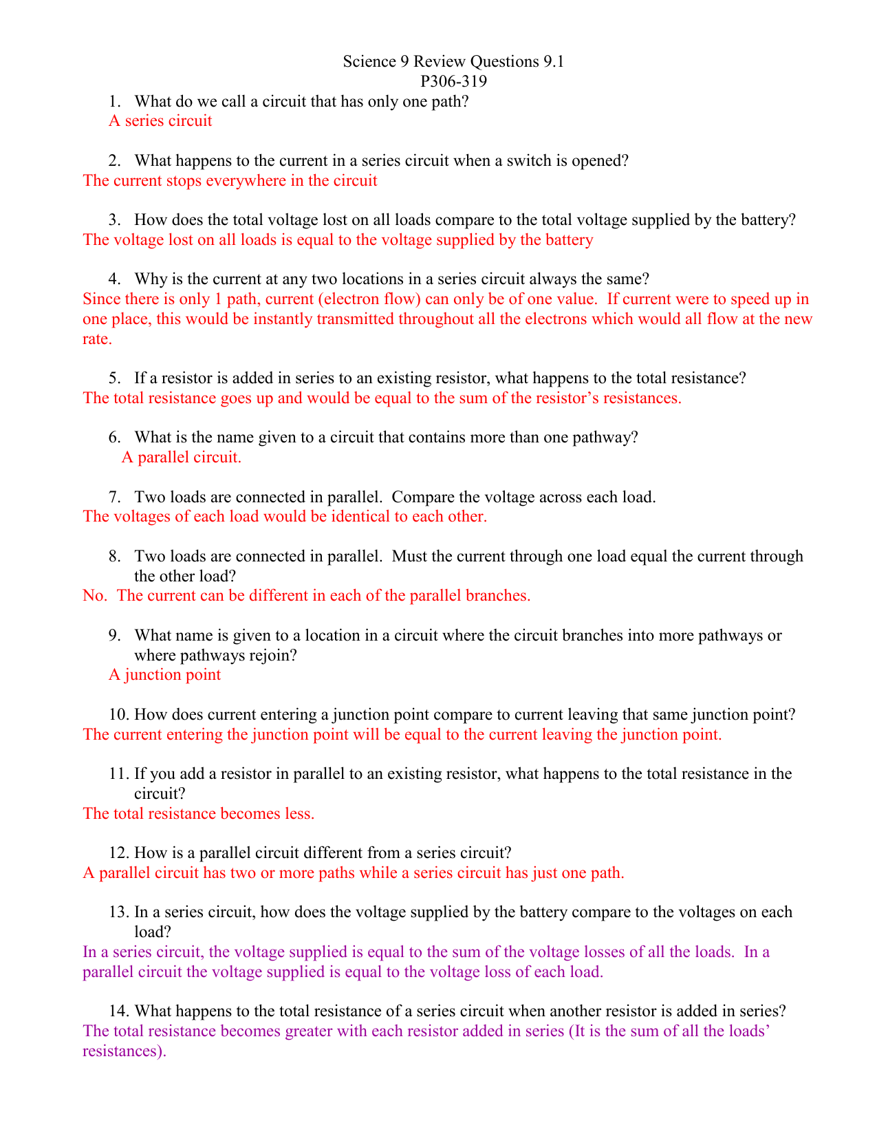 Sci 22 Review Worksheet 22.22 Series and Parallel Circuits With Answers Pertaining To Circuits Worksheet Answer Key