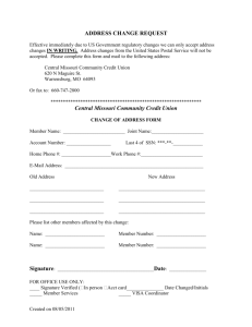 address change requests - Central Missouri Community Credit Union