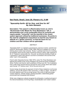 Sao Paulo, Brazil, June 20, Plenary #1, 9 AM "Spaceship Earth: All