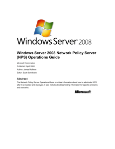 Windows Server 2008 Network Policy Server (NPS) Operations Guide