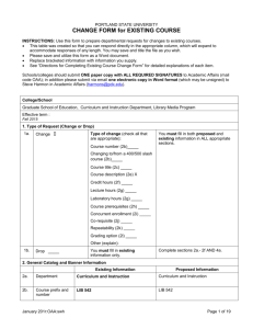 CHANGE FORM for EXISTING COURSE