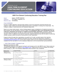 2009 Firm Element Continuing Education Training Plan Dated