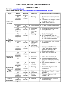 Tutor Training Summary Chart