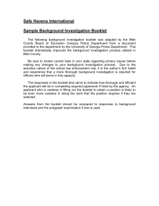 Background Investigation Booklet for the hiring process