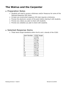 The Walrus and the Carpenter Preparation Notes o Students will