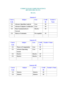 CURRICULUM OF COMPUTER SCIENCE
