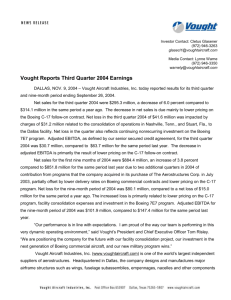 Vought Reports Third Quarter 2004 Earnings