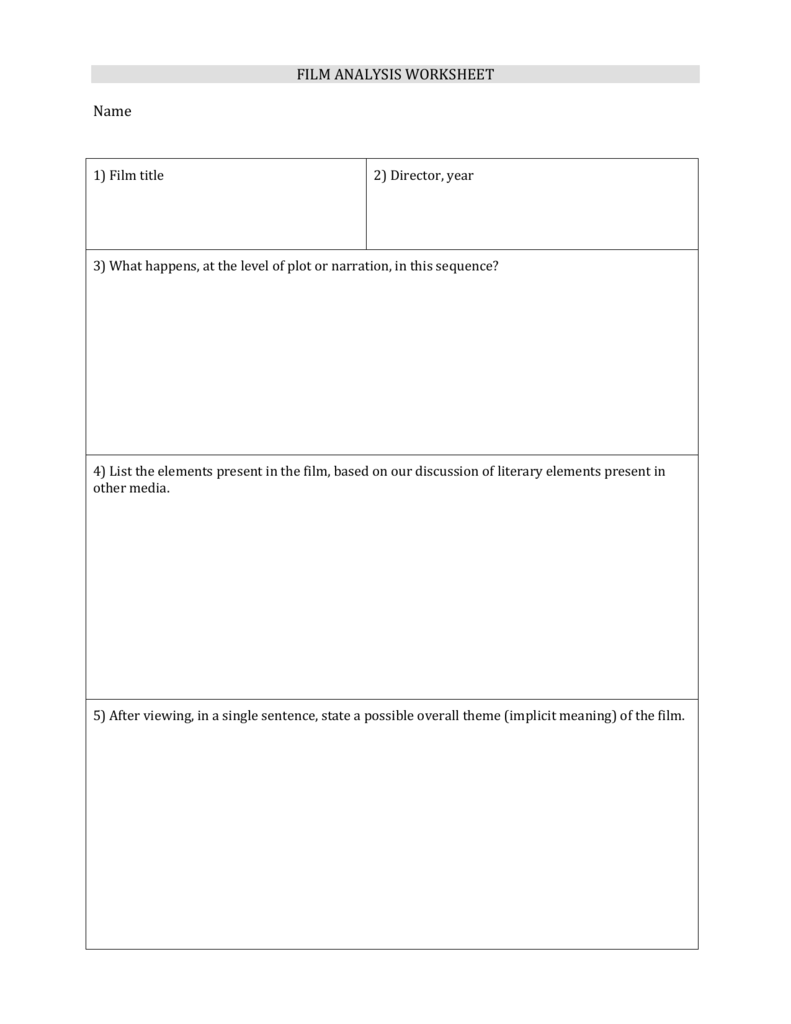 Film Analysis Sheet