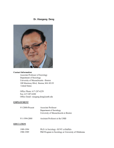 Dr. Xiaogang Deng - University of Massachusetts Boston