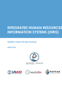 Trainer's Guide for IHRIS Manage