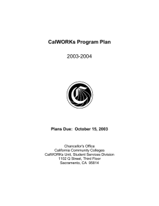 2003-2004 CalWORKs Program Plan