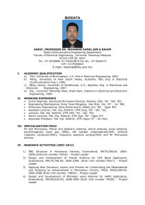 curriculum vitae - Universiti Teknologi Malaysia