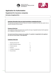 Application for Authorisation