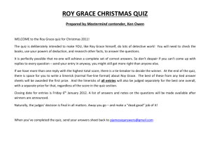 ROY GRACE CHRISTMAS QUIZ Prepared by Mastermind