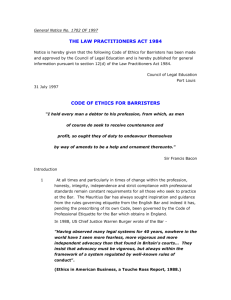 Code of Ethics - Mauritius Law Firm