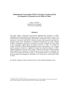 (MNCs)' Strategic Location and the Development of Financial