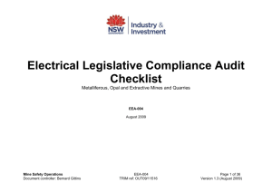 EEA 004 Electrical Legislative Compliance Audit checklist