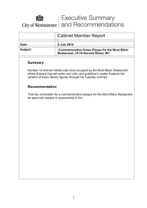 Cabinet Member Report Mont Blanc Restaurant