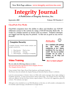 Integrity Journal - Integrity Services, Inc.