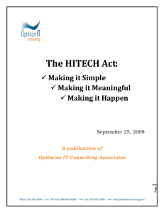 The Goal of the HITECH Act - National Capital Healthcare Executives