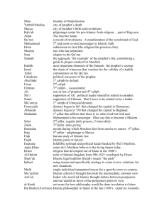 Vocabulary Sheet for islam
