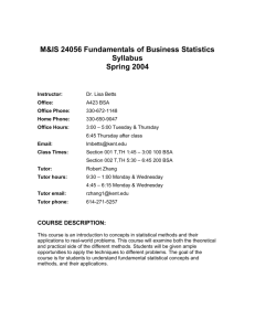 M&IS 24056 Fundamentals of Business Statistics