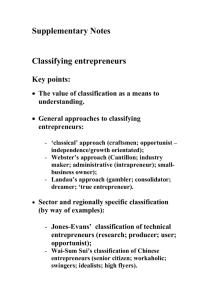 Classifying entrepreneurs