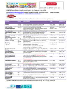 CDETB Adult Education Centre General Timetable January 2016