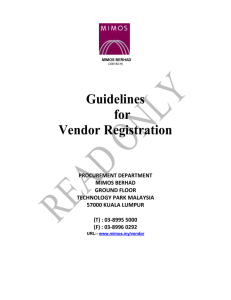 MIMOS BERHAD (336183-H) Guidelines for Vendor Registration