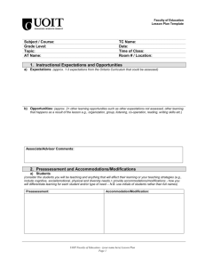 Faculty of Education Lesson Plan Template