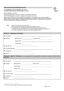 Application form for income tax advance ruling