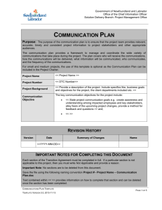 Communications Plan - Office of the Chief Information Officer