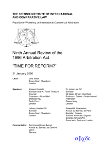 The Ninth Annual Review of the Arbitration Act: Time for Reform?