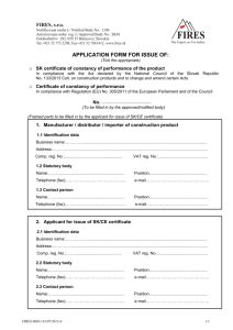 Application form for issue of certificate of constancy of