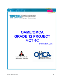 Grade 11 U/C Functions and Applications (MCF3M)