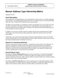 Mailing Address Matrix