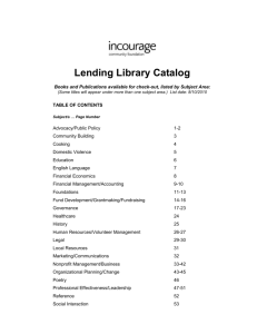 Lending Library Catalog Books and Publications available for check