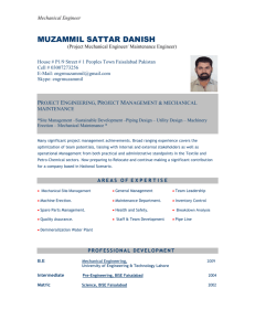 Mechanical Engineer MUZAMMIL SATTAR DANISH (Project