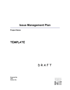 Issue Management Plan - DoIT Project Management Advisor