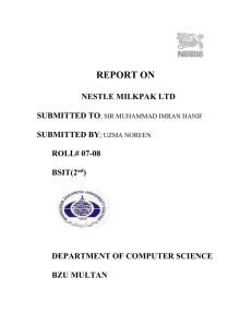 Report on Nestle Milkpak Ltd