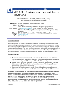 MIS 552 – Systems Analysis and Design