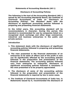 Statements of Accounting Standards (AS 1) Disclosure of Accounting