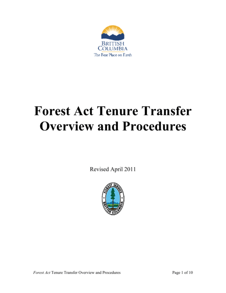 Forest Act Tenure Transfer Overview and Procedures