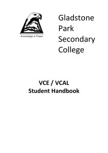 VCE-VCAL-Handbook-2014 - Gladstone Park Secondary College